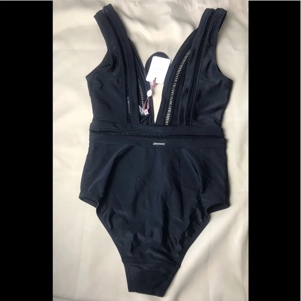 TED BAKER London Pointelle Deep V Plunge Swim